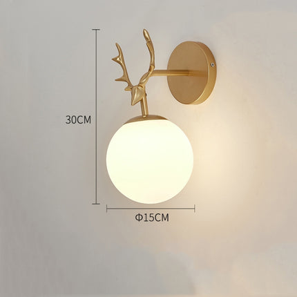 LED Glass Wall Bedroom Bedside Lamp Living Room Study Staircase Wall Lamp, Power source: Without Light Bulb(6106 Golden Milk White)-garmade.com
