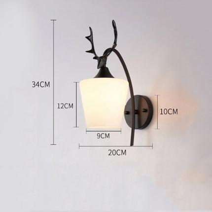 LED Glass Wall Bedroom Bedside Lamp Living Room Study Staircase Wall Lamp, Power source: 5W Warm Light(3030 Black Milk White)-garmade.com