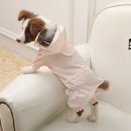 Dog Raincoat Out Four Foot Waterproof Dust Clothes Pet Raincoat, Size: S(Pink)-garmade.com