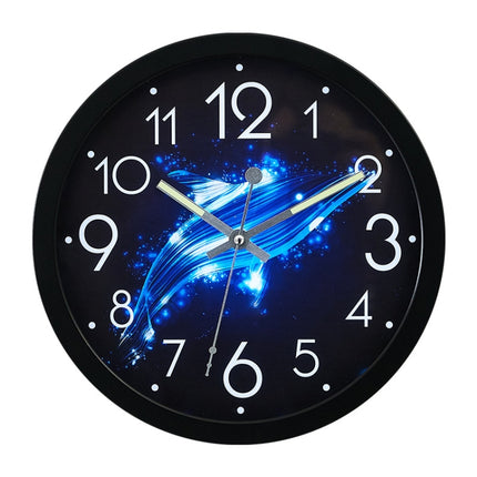 1207B Romantic LED Radical Hanging Clock Living Room Metal Nightlight Wall Clock(Whale)-garmade.com