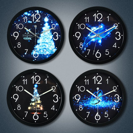 1207B Romantic LED Radical Hanging Clock Living Room Metal Nightlight Wall Clock(Dance Butterfly)-garmade.com