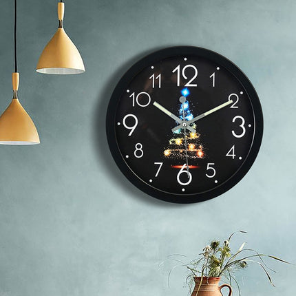 1207B Romantic LED Radical Hanging Clock Living Room Metal Nightlight Wall Clock(Dance Butterfly)-garmade.com