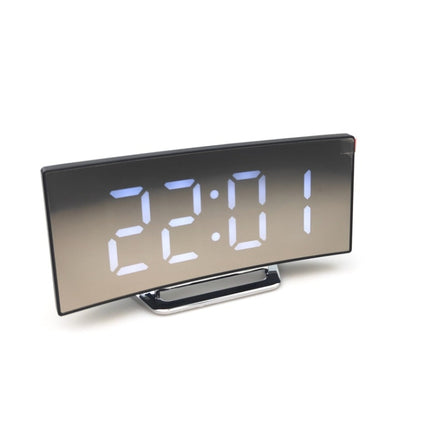 6507 Curved Big Screen Electronic Clock LED Mirror Mute Alarm Clock(White)-garmade.com
