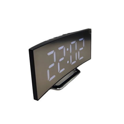 6507 Curved Big Screen Electronic Clock LED Mirror Mute Alarm Clock(Green)-garmade.com