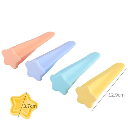 2 Sets 4 in 1 Children Star Popsicle Mold Set Food Grade Silicone Ice Cream Mold Random Colour Delivery-garmade.com