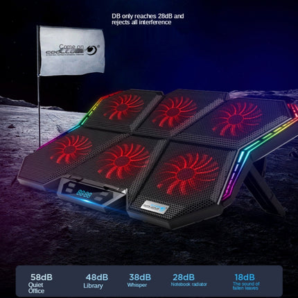 COOLCOLD RGB Notebook Radiator Six Fan Adjustable Laptop Cooling Base 5V Speed Colorful Version-garmade.com