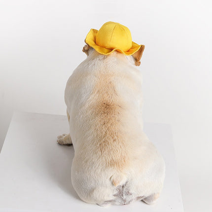 2 PCS Dog Hat Summer Cool Photo Decoration Pet Cat Sun Hat, Size: S(Yellow Grid)-garmade.com
