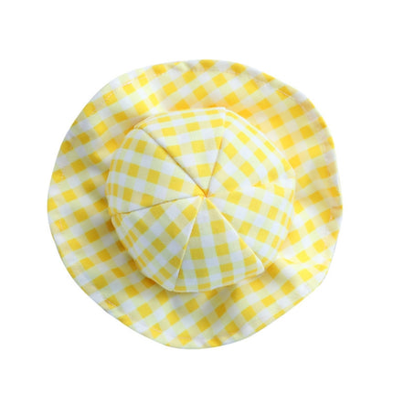 2 PCS Dog Hat Summer Cool Photo Decoration Pet Cat Sun Hat, Size: M(Yellow Grid)-garmade.com