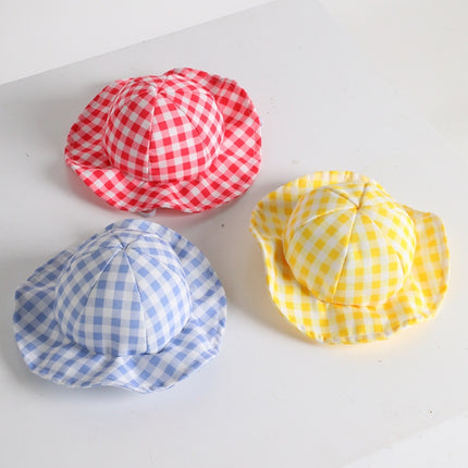 2 PCS Dog Hat Summer Cool Photo Decoration Pet Cat Sun Hat, Size: M(Yellow Grid)-garmade.com