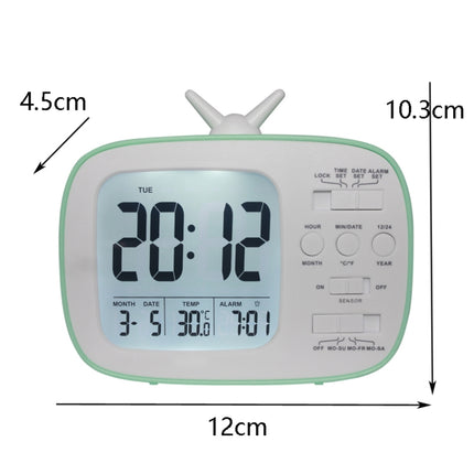G179 Retro TV Alarm Clock Student Dormitory Bed Electronic Clock(White English Version)-garmade.com
