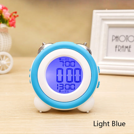 0705 Big Volume Simple Three-Dimensional LED Alarm Clock Mute Luminous Electronic Clock(Light Blue)-garmade.com