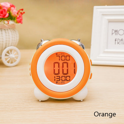 0705 Big Volume Simple Three-Dimensional LED Alarm Clock Mute Luminous Electronic Clock(Orange)-garmade.com