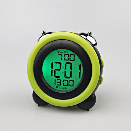 0705 Big Volume Simple Three-Dimensional LED Alarm Clock Mute Luminous Electronic Clock(Black Shell Green)-garmade.com