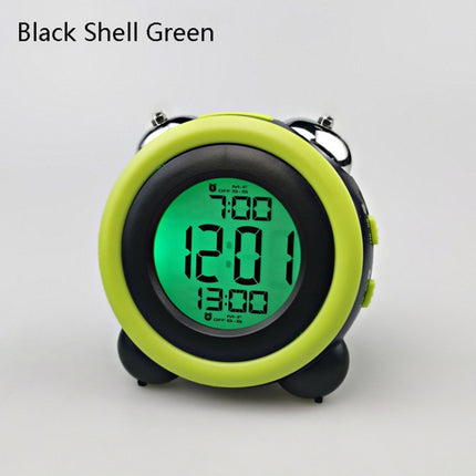 0705 Big Volume Simple Three-Dimensional LED Alarm Clock Mute Luminous Electronic Clock(Black Shell Green)-garmade.com