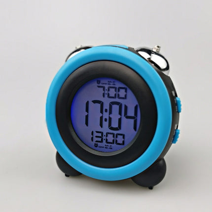 0705 Big Volume Simple Three-Dimensional LED Alarm Clock Mute Luminous Electronic Clock(Black Shell Blue)-garmade.com