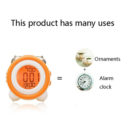 0705 Big Volume Simple Three-Dimensional LED Alarm Clock Mute Luminous Electronic Clock(Orange)-garmade.com