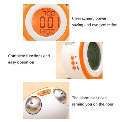 0705 Big Volume Simple Three-Dimensional LED Alarm Clock Mute Luminous Electronic Clock(Black Shell Orange)-garmade.com