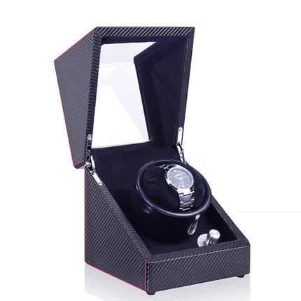 Automatic Watch Shaker Electric Rotating Winding Watch Gift Box, US Plug(Carbon Fiber Black Ripple)-garmade.com