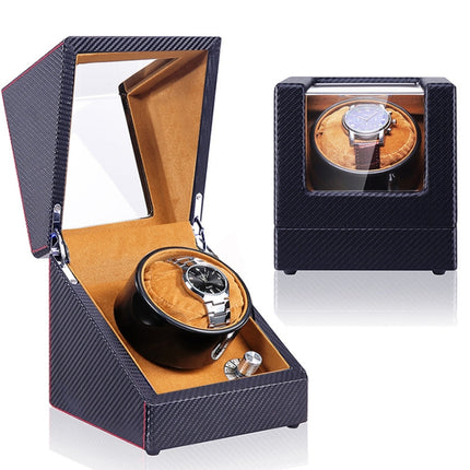 Automatic Watch Shaker Electric Rotating Winding Watch Gift Box, US Plug(Carbon Fiber Camel Ripple)-garmade.com