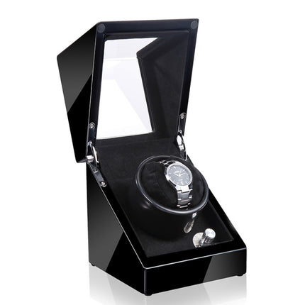 Automatic Watch Shaker Electric Rotating Winding Watch Gift Box, US Plug(Full Black)-garmade.com