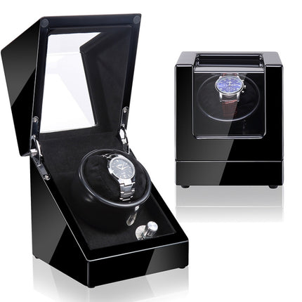 Automatic Watch Shaker Electric Rotating Winding Watch Gift Box, US Plug(Full Black)-garmade.com