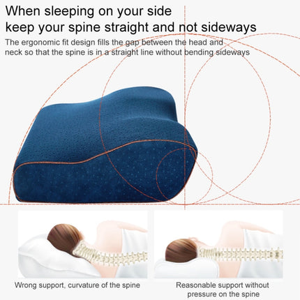 Butterfly Shape Memory Foam Snorked Pillow Slow Rebound Health Care Cervical Pillow, Dimensions: 50x30x10x6cm(Velvet Blue)-garmade.com