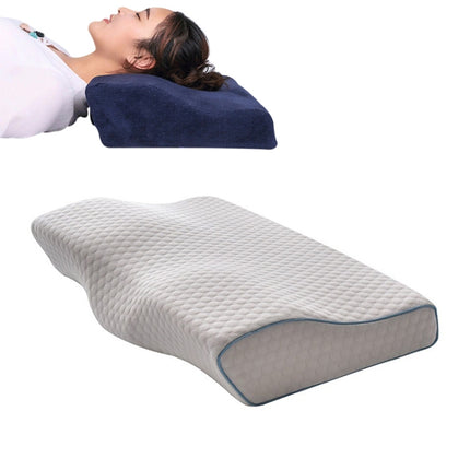 Butterfly Shape Memory Foam Snorked Pillow Slow Rebound Health Care Cervical Pillow, Dimensions: 50x30x10x6cm(Water Cube White)-garmade.com