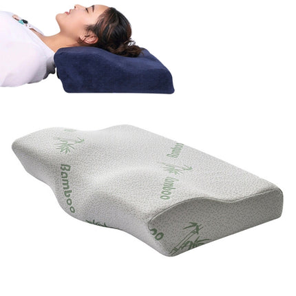 Butterfly Shape Memory Foam Snorked Pillow Slow Rebound Health Care Cervical Pillow, Dimensions: 62x34x12x6cm(Bamboo Fiber White)-garmade.com
