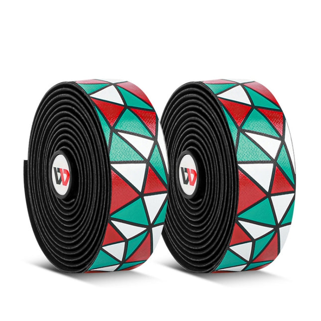 WEST BIKING YP0804045 Color PU Handlebars Stain Resistant Washable Non-Slip Bicycle Straps Cycling Accessories(Green Red White)-garmade.com