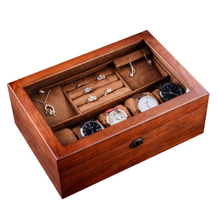 Wooden Watch Storage Box Jewelry Double-Layer Storage Display Box With Lock-garmade.com