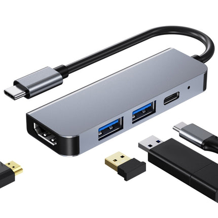 BYL-2011 4 In 1 USB-C / Type-C To 4K HDMI + USB 3.0 + USB 2.0 + PD USB-C / Type-C Charging Ports Multifunctional HUB Docking Station-garmade.com