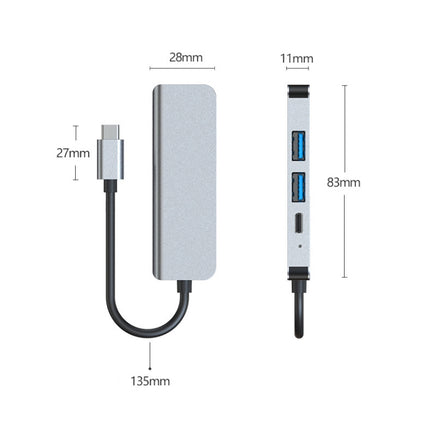 BYL-2011 4 In 1 USB-C / Type-C To 4K HDMI + USB 3.0 + USB 2.0 + PD USB-C / Type-C Charging Ports Multifunctional HUB Docking Station-garmade.com