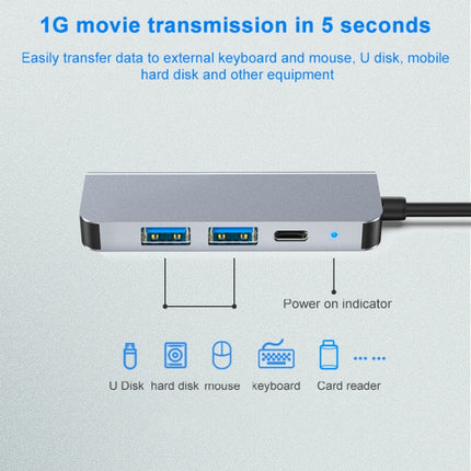 BYL-2011 4 In 1 USB-C / Type-C To 4K HDMI + USB 3.0 + USB 2.0 + PD USB-C / Type-C Charging Ports Multifunctional HUB Docking Station-garmade.com