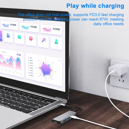 BYL-2011 4 In 1 USB-C / Type-C To 4K HDMI + USB 3.0 + USB 2.0 + PD USB-C / Type-C Charging Ports Multifunctional HUB Docking Station-garmade.com