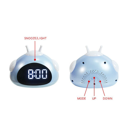 Wake Up Lights Cute Cartoon Animals Alarm Clock Bedside Electronic Night Lamp Clock(0709 Green)-garmade.com