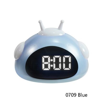 Wake Up Lights Cute Cartoon Animals Alarm Clock Bedside Electronic Night Lamp Clock(0709 Blue)-garmade.com