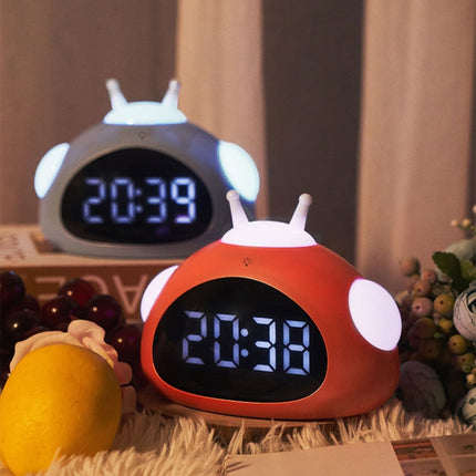 Wake Up Lights Cute Cartoon Animals Alarm Clock Bedside Electronic Night Lamp Clock(0709 Blue)-garmade.com