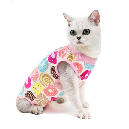Female Cat Breathable And Anti-Licking Sterilization Clothing, Size: S(Donut)-garmade.com
