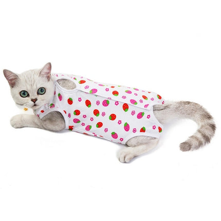 Female Cat Breathable And Anti-Licking Sterilization Clothing, Size: XL(Strawberry)-garmade.com