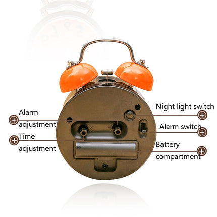 A32 Double Bell Alarm Clock Student Bedside Belt Alarm(Light Blue)-garmade.com
