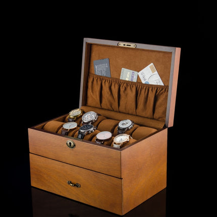 Wooden Double-Layer Watch Storage Box With Lock Jewelry Collection Display Box, Specification: 20 Epitope-garmade.com