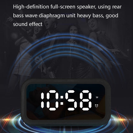 FY101 Charging Bluetooth Speaker Radio Alarm Mirror Electronic Clock(White)-garmade.com