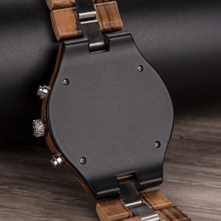 D21 Men Wooden Strap Stainless Steel Luminous Waterproof Watch(White)-garmade.com