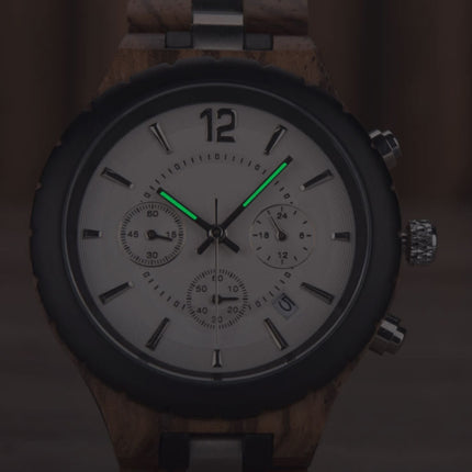 D21 Men Wooden Strap Stainless Steel Luminous Waterproof Watch(White)-garmade.com
