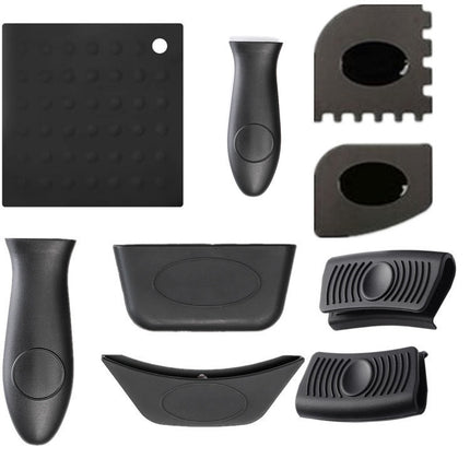9 PCS / Set Silicone Kitchen Insulation Pad Set(Black)-garmade.com