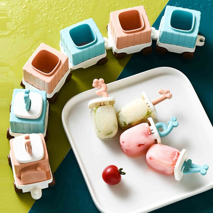 2 PCS Children Cartoon Silicone Ice Tray Homemade Ice Cream Mold, Specification: Small Train-garmade.com