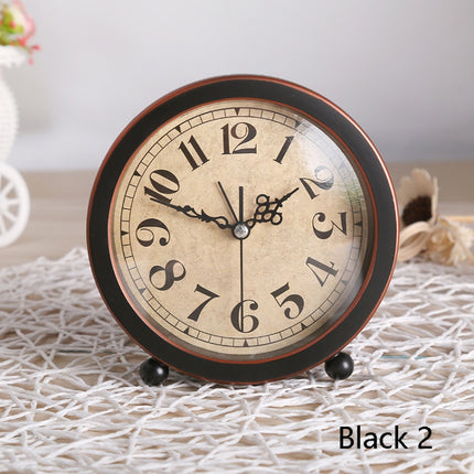2 PCS G51 Personality Retro Alarm Clock Bed Mute Metal Student Alarm Clock, Colour: Black 2-garmade.com