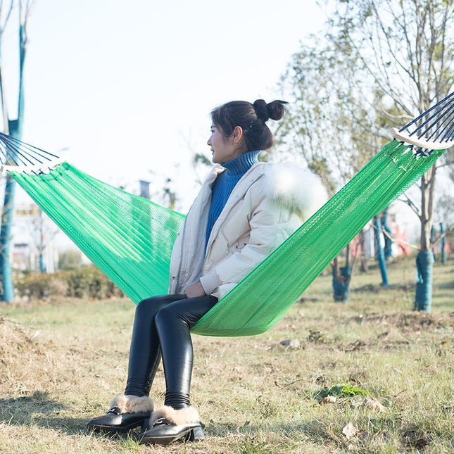 Bending Ice Silk Mesh Hammock Outdoor Hanging Bed Camping Anti-Sidewall Hammock Swing, Size: 190x130 cm(Green )-garmade.com