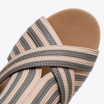 Women Summer Slope Heel Sandals Fashion Bohemian Style Fish Mouth Shoes, Size: 40(Black)-garmade.com