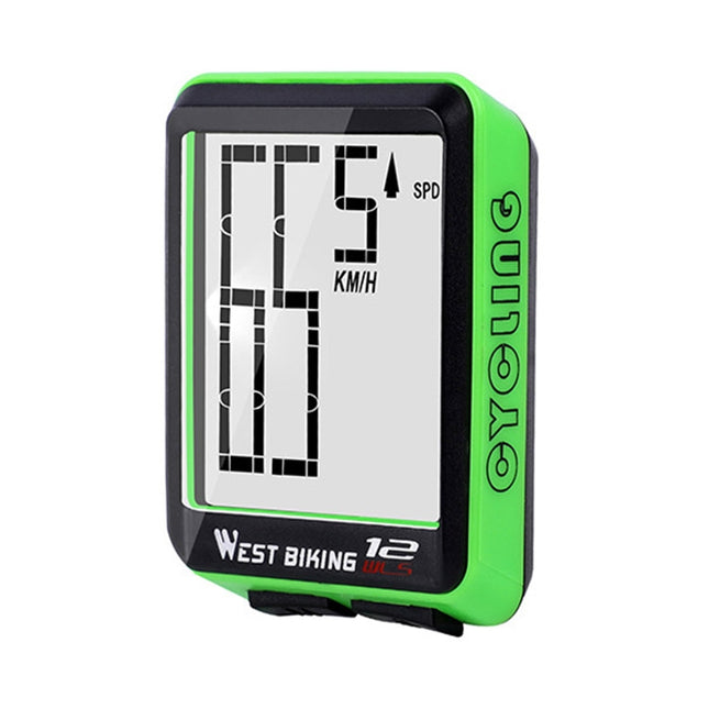 WEST BIKING Mountain Road Bike Wireless Big Character Table Big Screen Waterproof Night Light Speed Speedometer(Green)-garmade.com